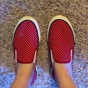 Converse Red Dotted Slip Ons